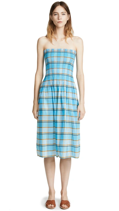 Shop Diane Von Furstenberg Smocked Midi Dress In Horizon Multi