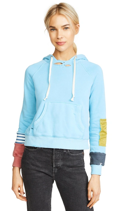 Shop Pam & Gela Patchwork Hoodie In Pigment Turqoise