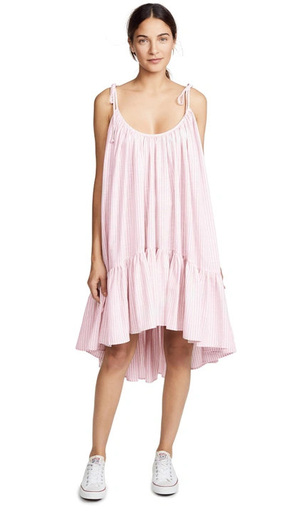 Shop Riller & Fount Diana Tiered Midi Dress In Pink/white