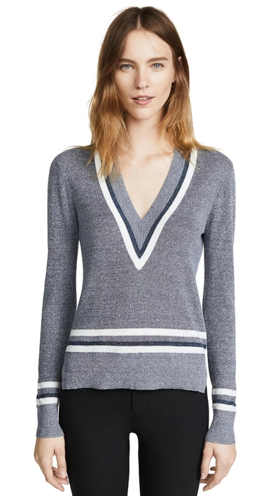 Shop Veronica Beard Jean Walton Sweater In Cream/navy/blue