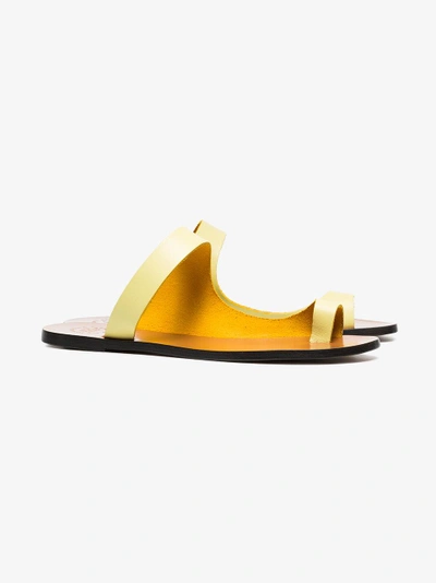 Shop Atp Atelier Lemon Dina Flat Leather Sandals In Yellow/orange