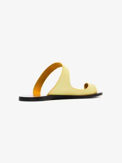 Shop Atp Atelier Lemon Dina Flat Leather Sandals In Yellow/orange