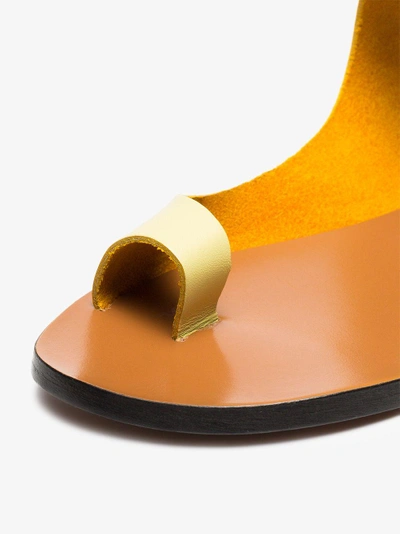 Shop Atp Atelier Lemon Dina Flat Leather Sandals In Yellow/orange