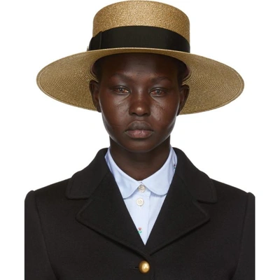 Shop Gucci Gold Straw Hat In 8060 Gold