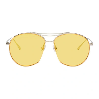 Shop Gentle Monster Silver And Yellow Jumping Jack Sunglasses