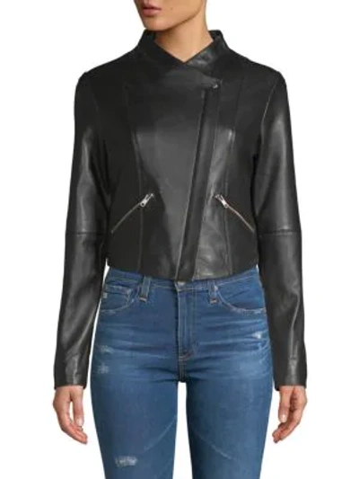Shop Veda Leather Jam Jacket In Black
