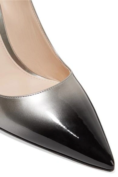 Shop Prada 100 Ombré Patent-leather Pumps In Silver