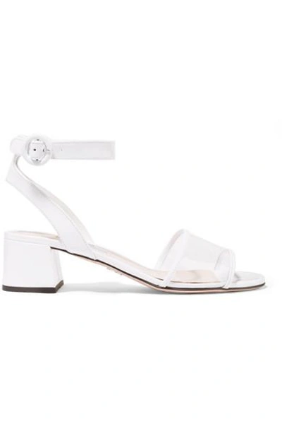 Shop Prada Patent-leather And Pvc Sandals In White
