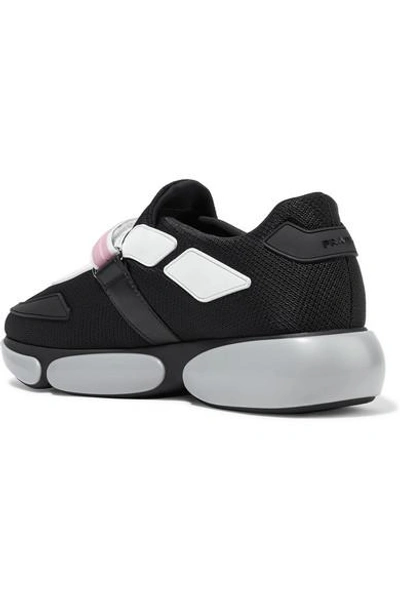 Shop Prada Cloudbust Logo-embossed Rubber And Leather-trimmed Mesh Sneakers In Black