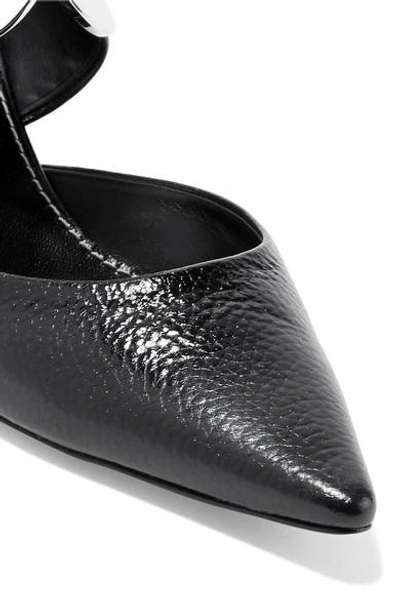 Shop Proenza Schouler Eyelet-embellished Textured-leather Mules In Black