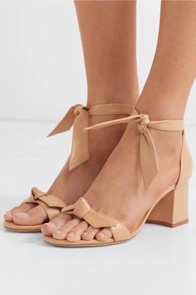 Shop Alexandre Birman Clarita Bow-embellished Leather Sandals In Beige
