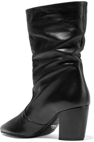 Shop Prada Leather Boots In Black
