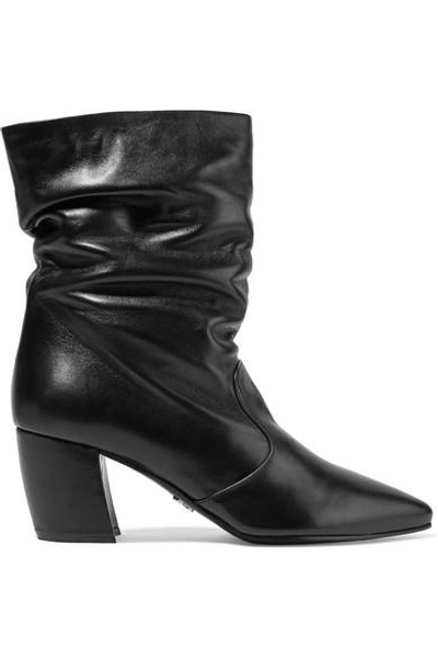 Shop Prada Leather Boots In Black