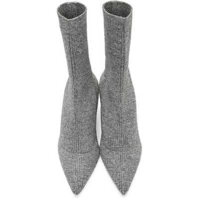 Shop Miu Miu Silver Glitter Sock Boots In F0135 Chrom