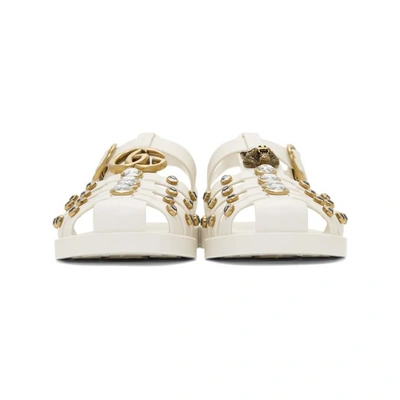 Shop Gucci White Crystal Cage Sandals In 9022 White