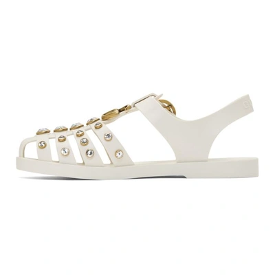 Shop Gucci White Crystal Cage Sandals In 9022 White