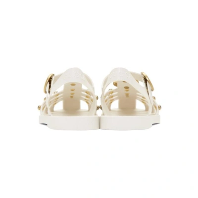 Shop Gucci White Crystal Cage Sandals In 9022 White