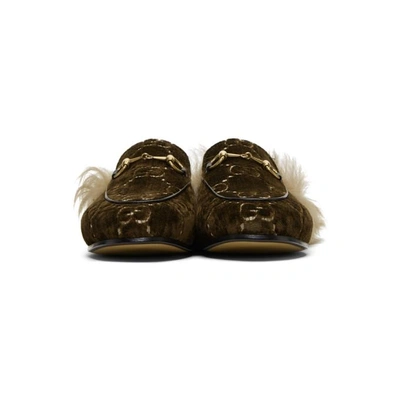 Shop Gucci Brown Wool-lined Velvet Gg Princetown Slippers In 2060 Brown