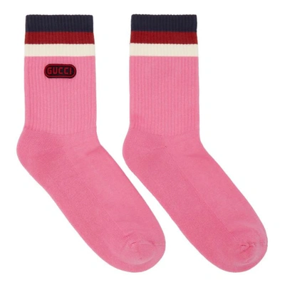 Shop Gucci Pink Logo Socks In 5800 Pink