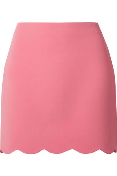 Shop Miu Miu Scalloped Cady Mini Skirt In Pink