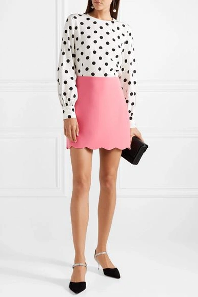 Shop Miu Miu Scalloped Cady Mini Skirt In Pink