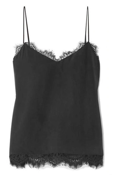 Shop L Agence Daniella Lace-trimmed Washed-silk Camisole