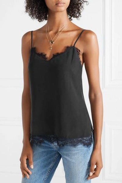 Shop L Agence Daniella Lace-trimmed Washed-silk Camisole