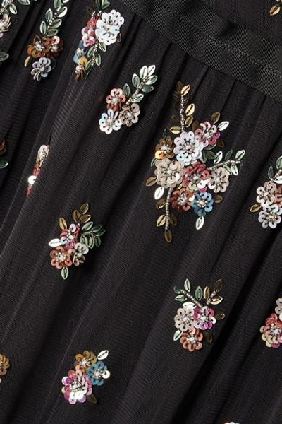 Shop Needle & Thread Lustre Cold-shoulder Embellished Tulle Gown In Black