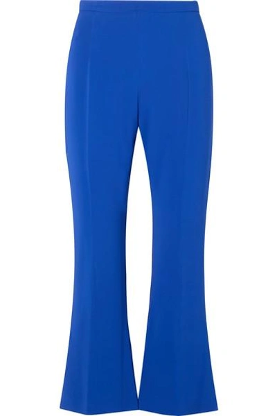 Shop Antonio Berardi Cropped Stretch-cady Flared Pants In Blue