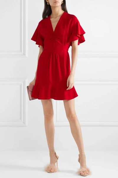 Shop Miu Miu Ruffled Cady Dress In Red