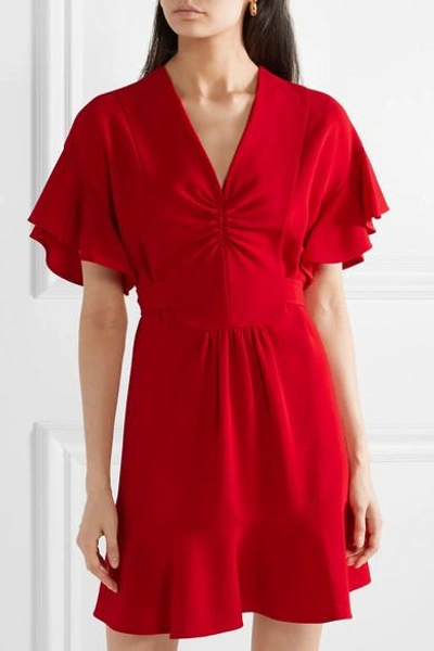 Shop Miu Miu Ruffled Cady Dress In Red