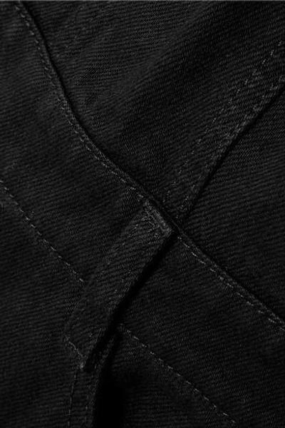 Shop Alexander Mcqueen Frayed Denim Mini Dress In Black