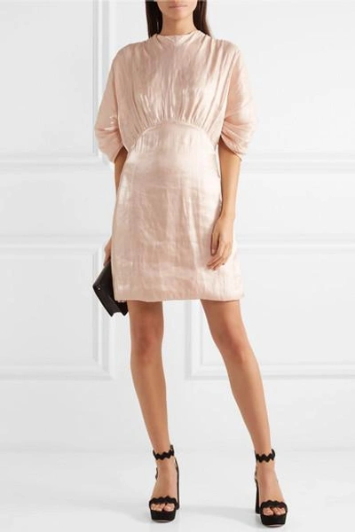 Shop Prada Cutout Charmeuse Mini Dress In Blush