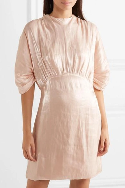 Shop Prada Cutout Charmeuse Mini Dress In Blush