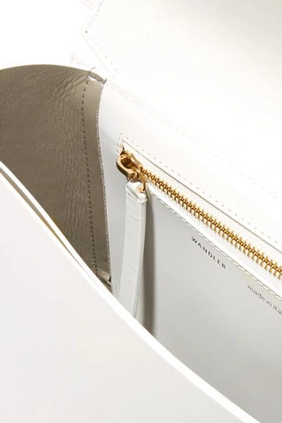 Shop Wandler Luna Leather Shoulder Bag In White