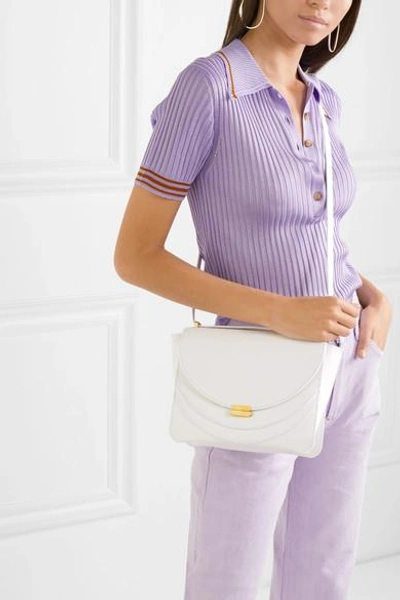 Shop Wandler Luna Leather Shoulder Bag In White