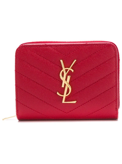 Shop Saint Laurent Small Monogram Purse In Red