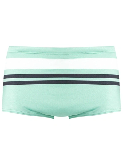 Shop Amir Slama Striped Trunks In Green