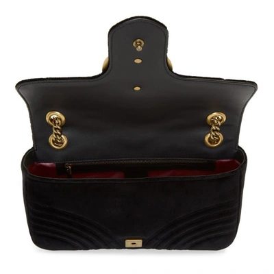 Shop Gucci Black Medium Velvet Gg Marmont 2.0 Bag In 1000 Black