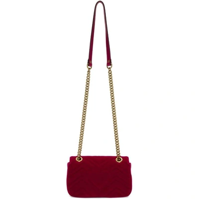 Shop Gucci Red Mini Velvet Marmont 2.0 Bag In 6433 Hibis