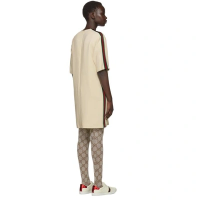 Shop Gucci Off-white Webbing T-shirt Dress In 9992 Ivory