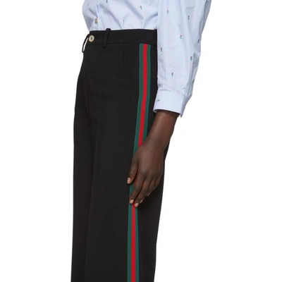 Shop Gucci Black Web Cropped Flared Trousers In 1060 Black