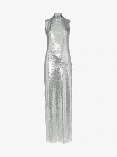 Shop Galvan Galaxy Sleeveless Sequin Dress In Metallic