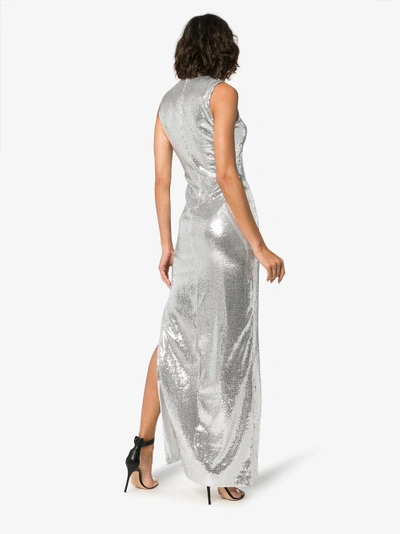 Shop Galvan Galaxy Sleeveless Sequin Dress In Metallic