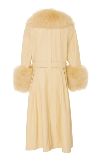 Shop Saks Potts Foxy Fur Trimmed Leather Coat In Yellow