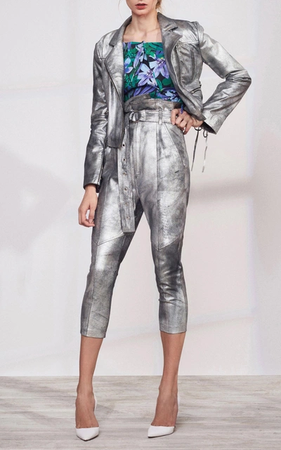 Shop Marissa Webb Anniston Leather Pant In Silver