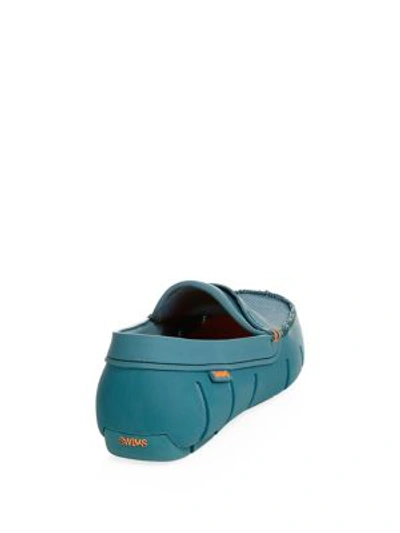 Shop Swims Stride Single Band Keeper Loafers In Teal Green