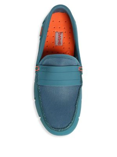 Shop Swims Stride Single Band Keeper Loafers In Teal Green