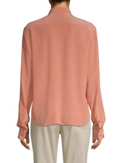 Shop Donna Karan Crepe De Chine Silk Shirt In Peach Nude
