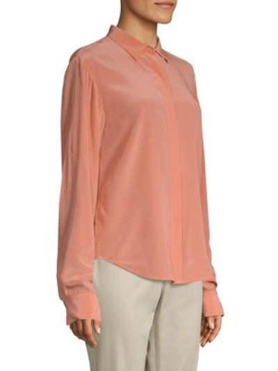 Shop Donna Karan Crepe De Chine Silk Shirt In Peach Nude